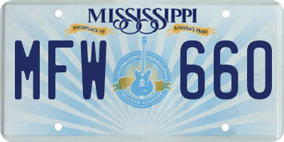 MS license plate MFW660