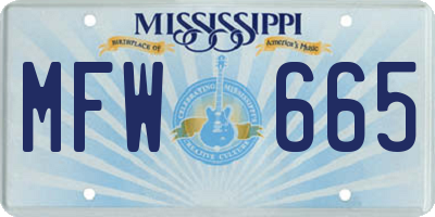 MS license plate MFW665