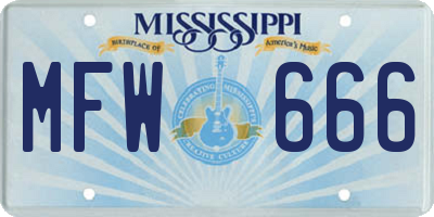MS license plate MFW666