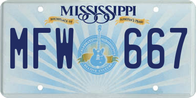 MS license plate MFW667