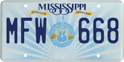 MS license plate MFW668
