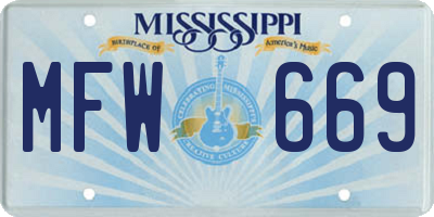 MS license plate MFW669