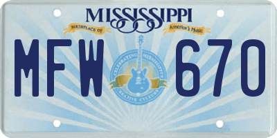 MS license plate MFW670