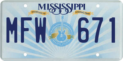 MS license plate MFW671