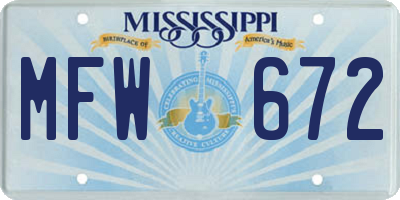 MS license plate MFW672
