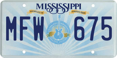 MS license plate MFW675