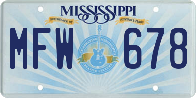 MS license plate MFW678