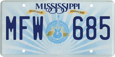 MS license plate MFW685