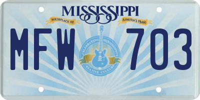 MS license plate MFW703