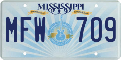 MS license plate MFW709
