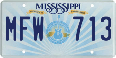 MS license plate MFW713