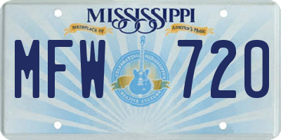MS license plate MFW720
