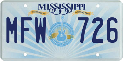 MS license plate MFW726