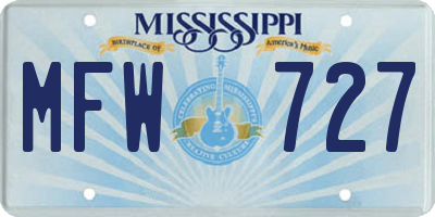 MS license plate MFW727