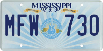 MS license plate MFW730
