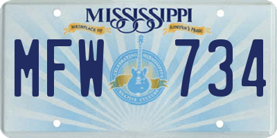 MS license plate MFW734
