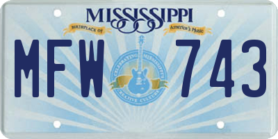 MS license plate MFW743