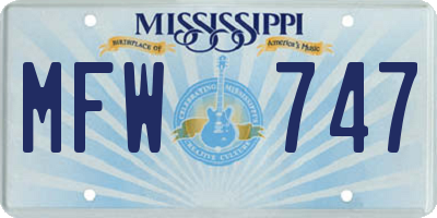 MS license plate MFW747