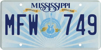 MS license plate MFW749