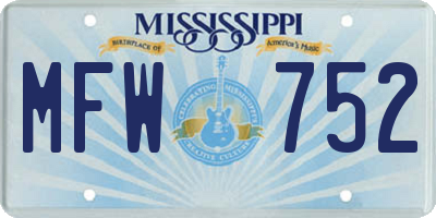 MS license plate MFW752