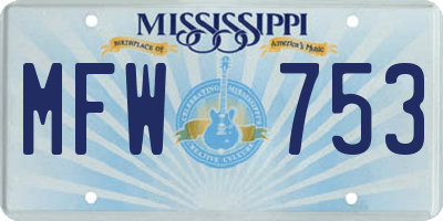 MS license plate MFW753