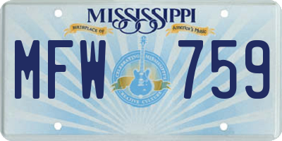 MS license plate MFW759