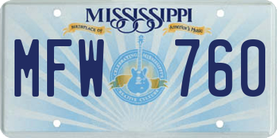 MS license plate MFW760