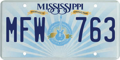MS license plate MFW763