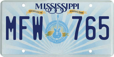 MS license plate MFW765
