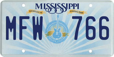 MS license plate MFW766