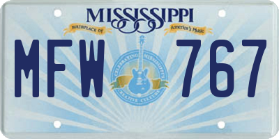 MS license plate MFW767