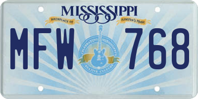 MS license plate MFW768