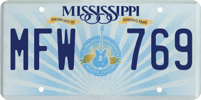 MS license plate MFW769
