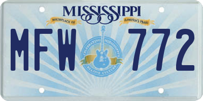 MS license plate MFW772