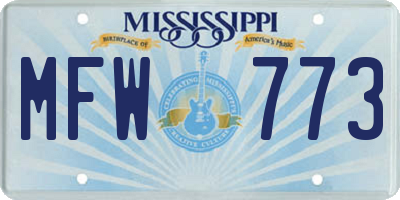 MS license plate MFW773