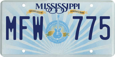 MS license plate MFW775