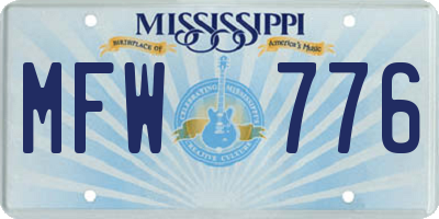 MS license plate MFW776