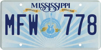 MS license plate MFW778