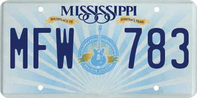 MS license plate MFW783