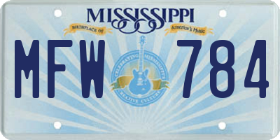 MS license plate MFW784