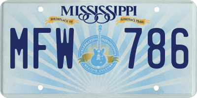 MS license plate MFW786