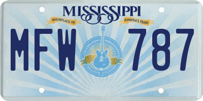 MS license plate MFW787