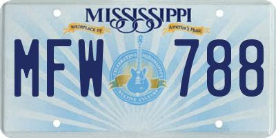 MS license plate MFW788
