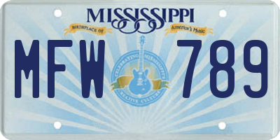 MS license plate MFW789