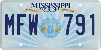 MS license plate MFW791