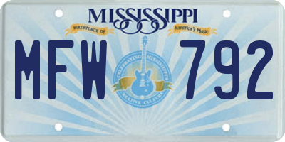 MS license plate MFW792