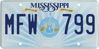 MS license plate MFW799