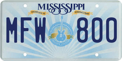 MS license plate MFW800