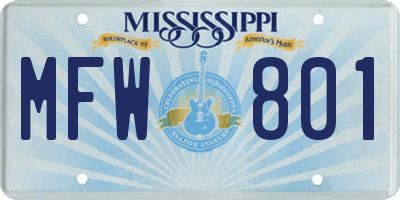 MS license plate MFW801