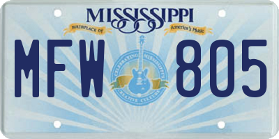 MS license plate MFW805